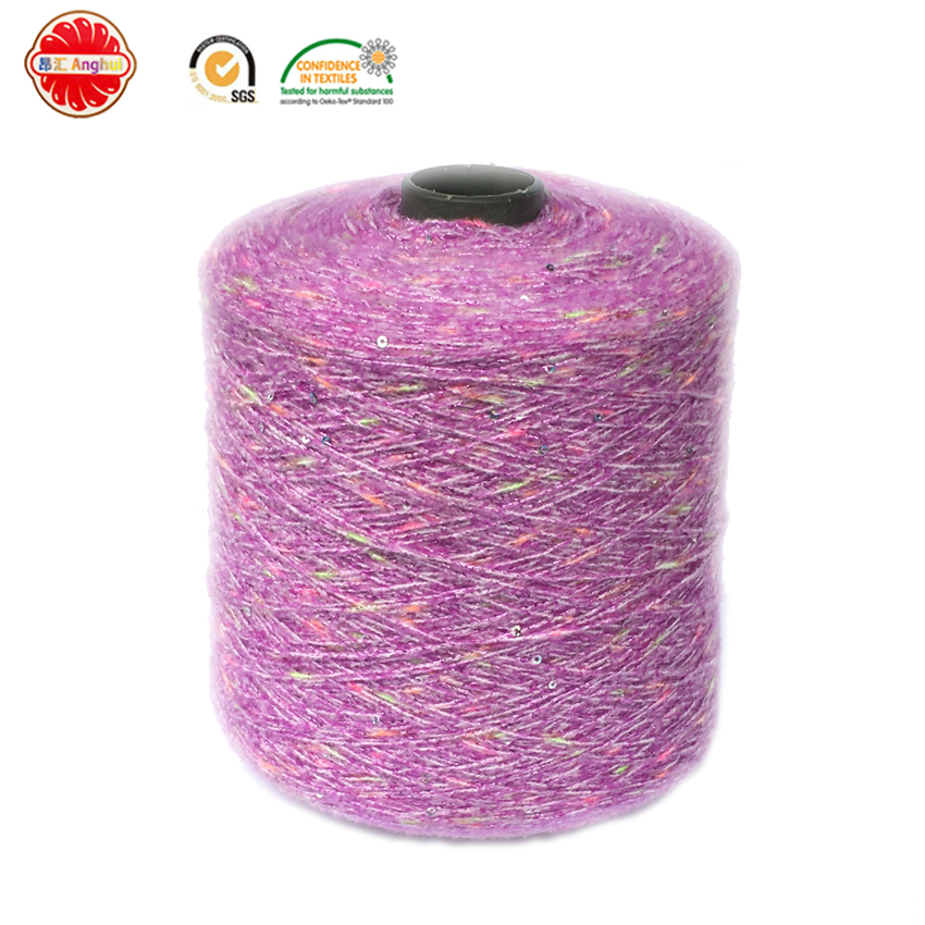 polyester velvet yarn with lurex metallic crochet sequin knitting yarn for scarf and sweater