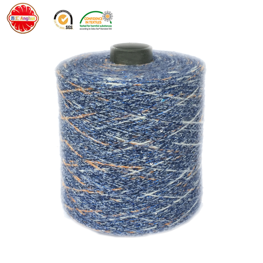 Wholesales polyester cashmere lurex metallic sequin yarn fancy knit yarn for scarf and sweater