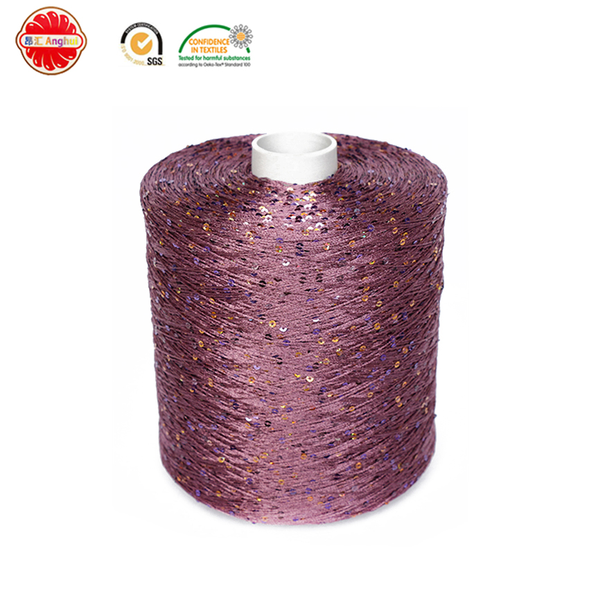 100% polyester sequin/beads yarn 150D 3mm beads for knitting