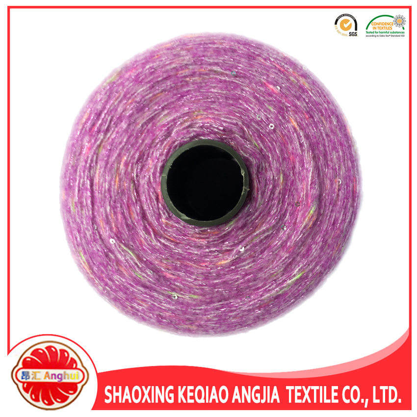 polyester velvet yarn with lurex metallic crochet sequin knitting yarn for scarf and sweater