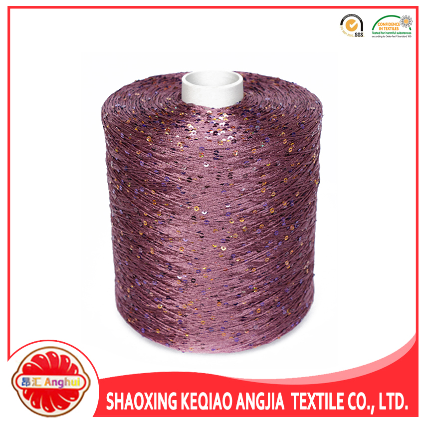 100% polyester sequin/beads yarn 150D 3mm beads for knitting