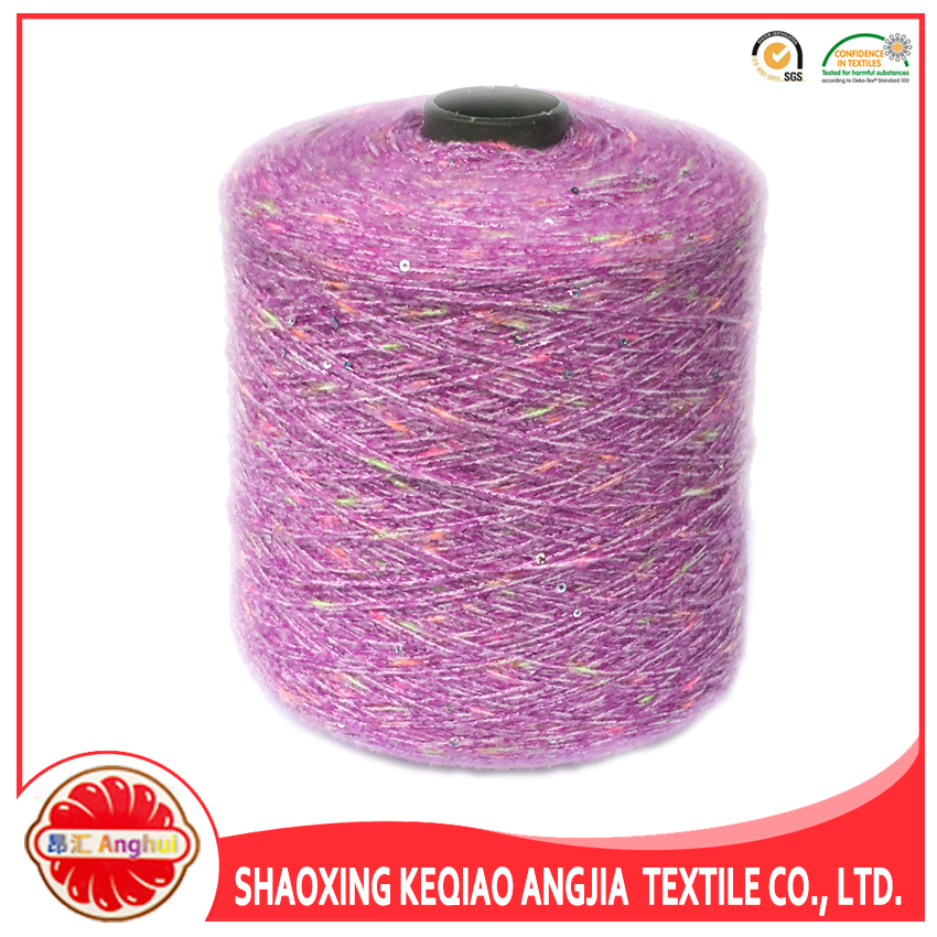 polyester velvet yarn with lurex metallic crochet sequin knitting yarn for scarf and sweater