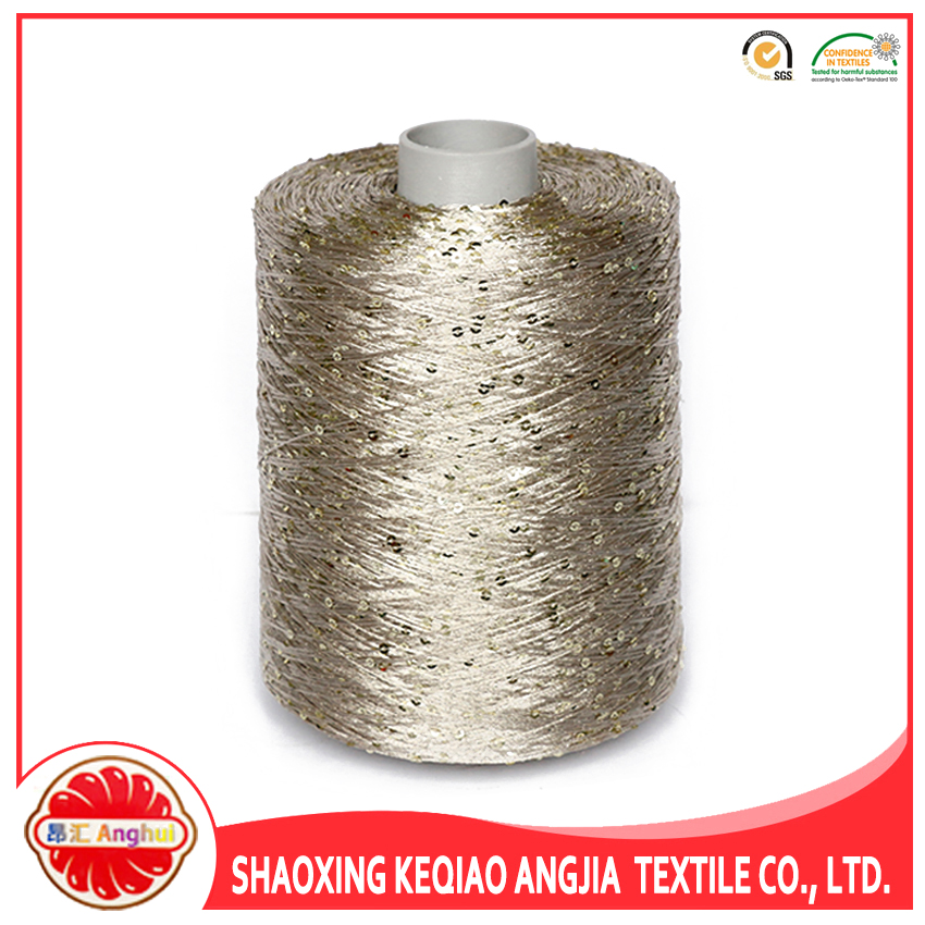 Sequin knitting Yarn with100% polyester yarn