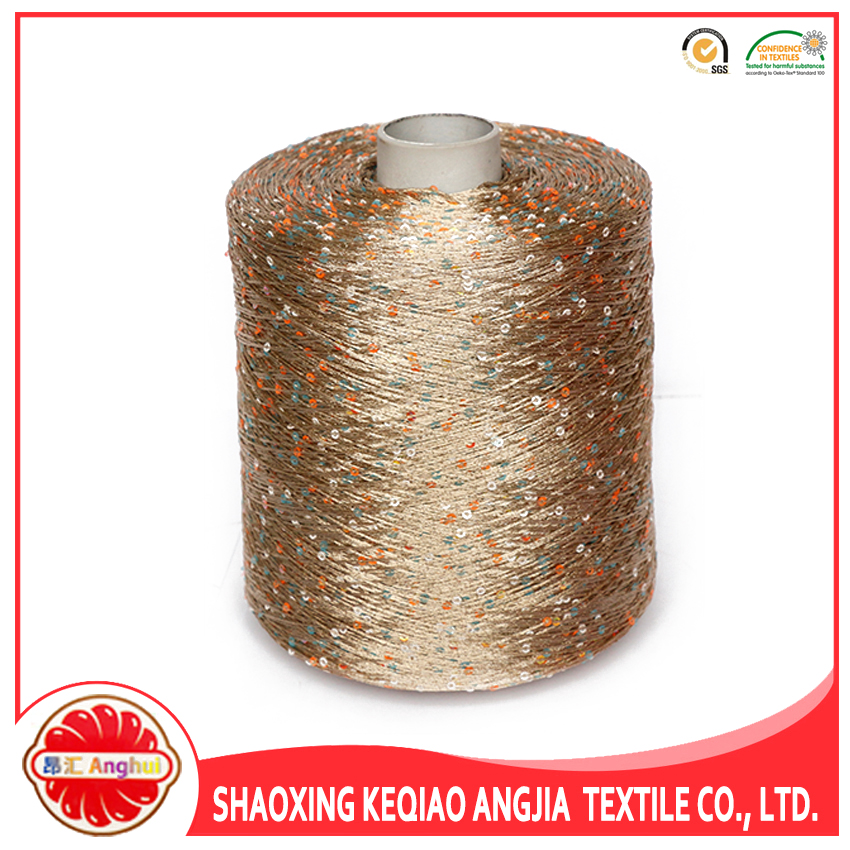 Oeko Tex china supplier wholesale fancy glitter yarn sequins yarn for knitting scarf acrylic polyester blended